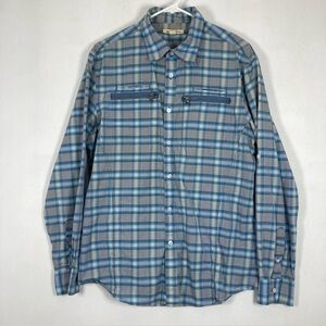 John Varvatos USA Men’s Long Sleeve Button Up Casual Shirt Sky Blue Plaid Size L